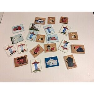 Vintage Hand Painted Magnets by Karin Vollkommer 1983 🎨 MASSIVE Lot of 22  wood